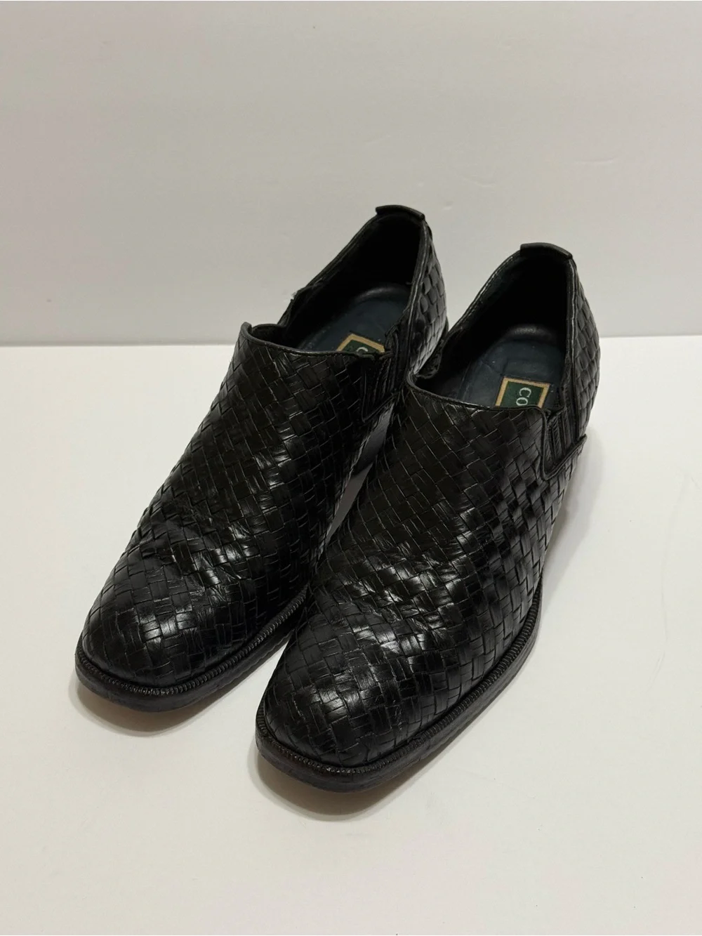 Cole Haan Black Woven Leather Slip-On Dress Shoes Women's Sz 7.5 B